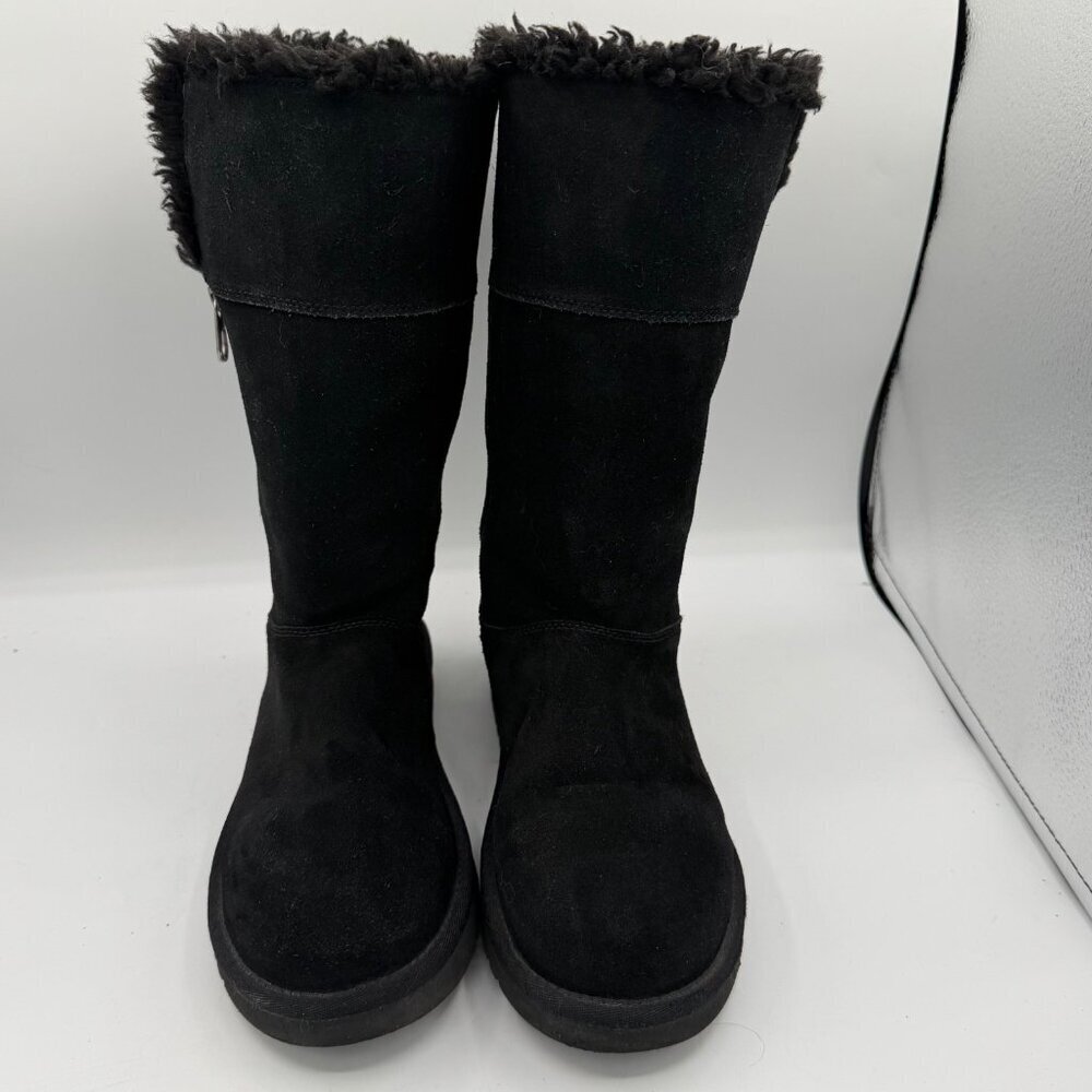 Koolaburra By UGG Aribel Tall Boots Womens Size 9 Black Suede Shearling - Picture 12 of 12